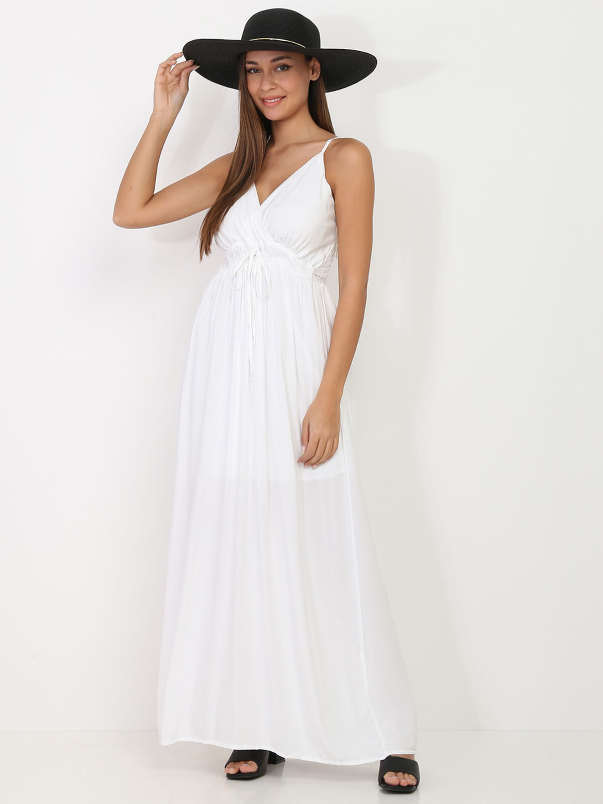 Robe longue cache coeur- Blanc