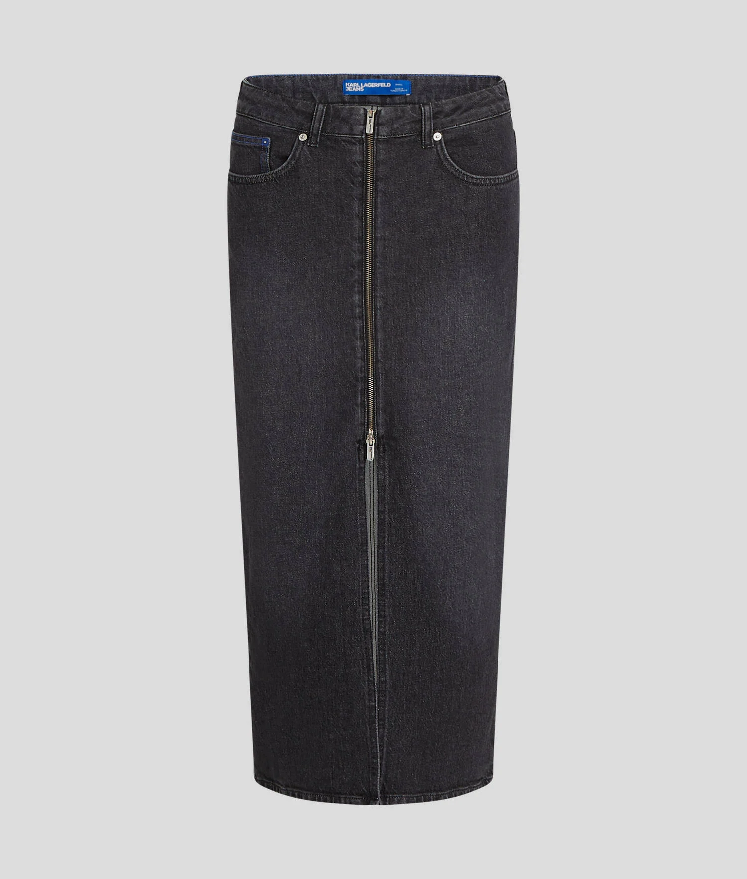 JUPE MIDI EN DENIM À FERMETURE FRONTALE ZIPPÉE