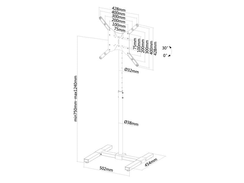 NEOMOUNTS TV-Trolley NS-FS100BLACK bis 20 kg – Schwarz Bodenständer für Flachbild TV/Monitor bis 55