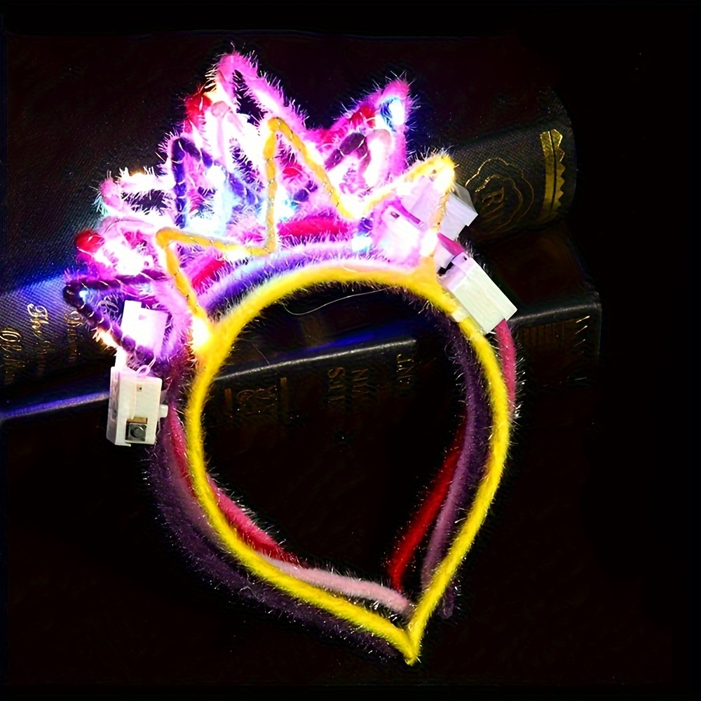 (25er Set) LED Haarreif Krone Fasnacht Kostüm Zubehör Leuchtender Haar Schmuck für Motto Partys / Halloween (inkl. LR44 Batterie) - Bunt