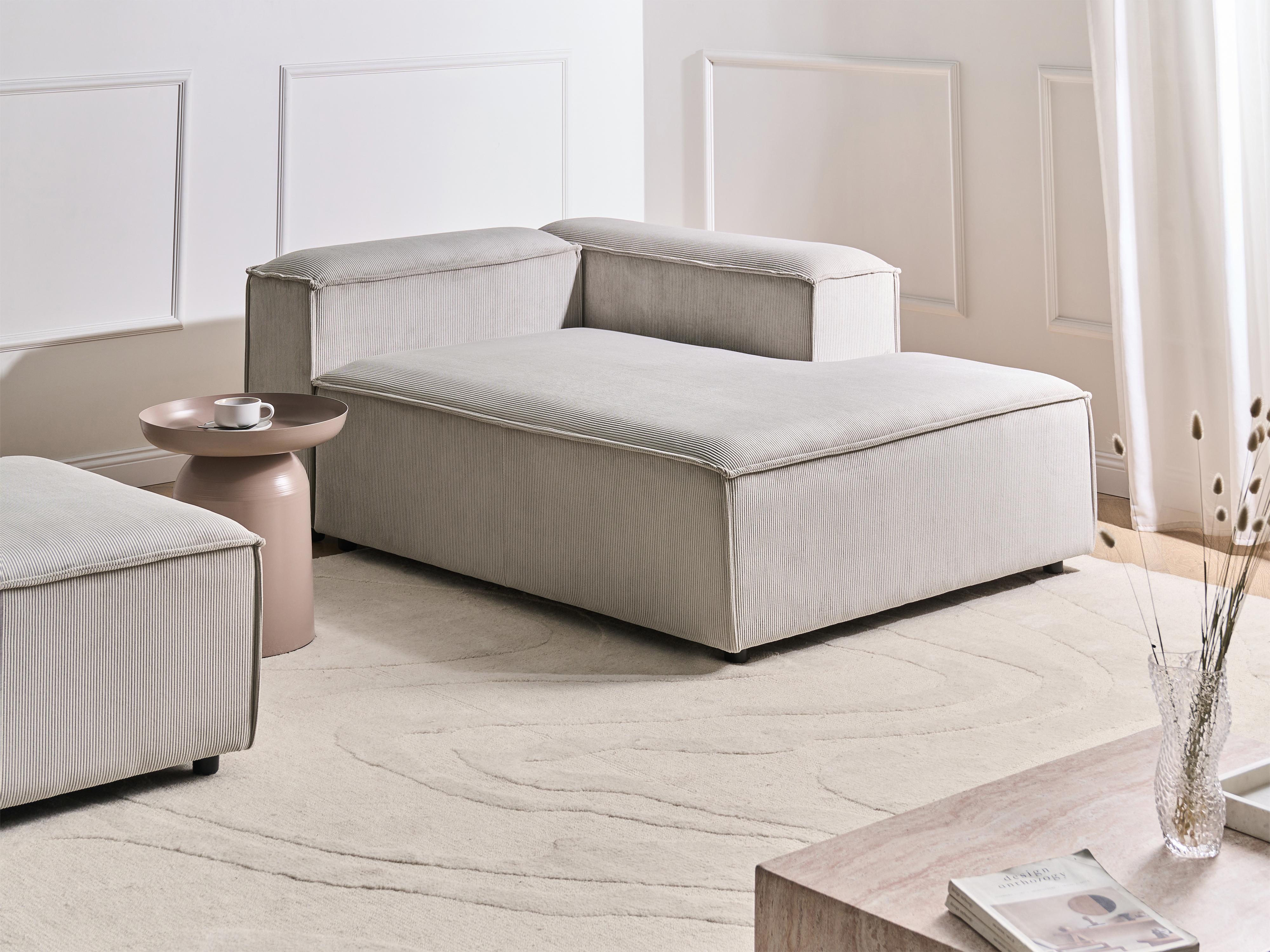 Linkszijdige chaise longue ARDAL Corduroy Taupe