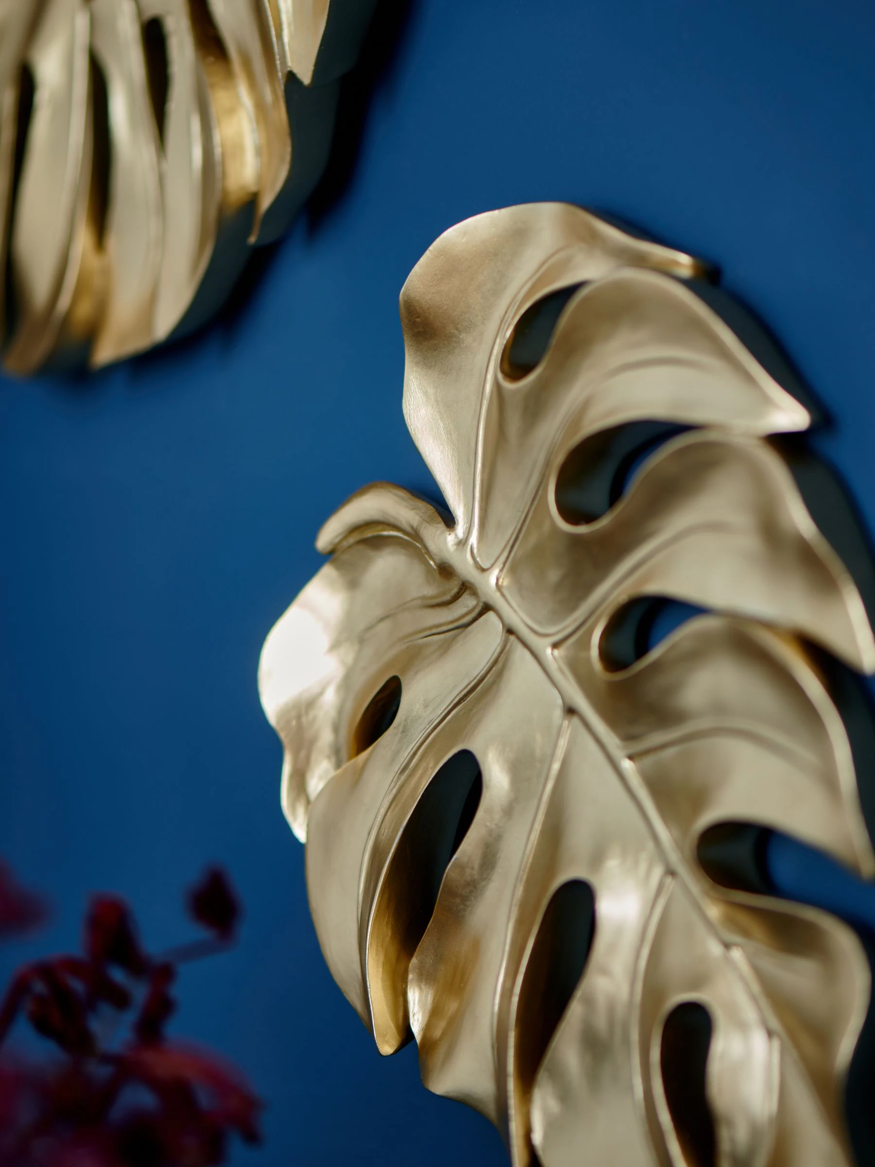 Set of 2 Gold Cheese Leaves Wall Art