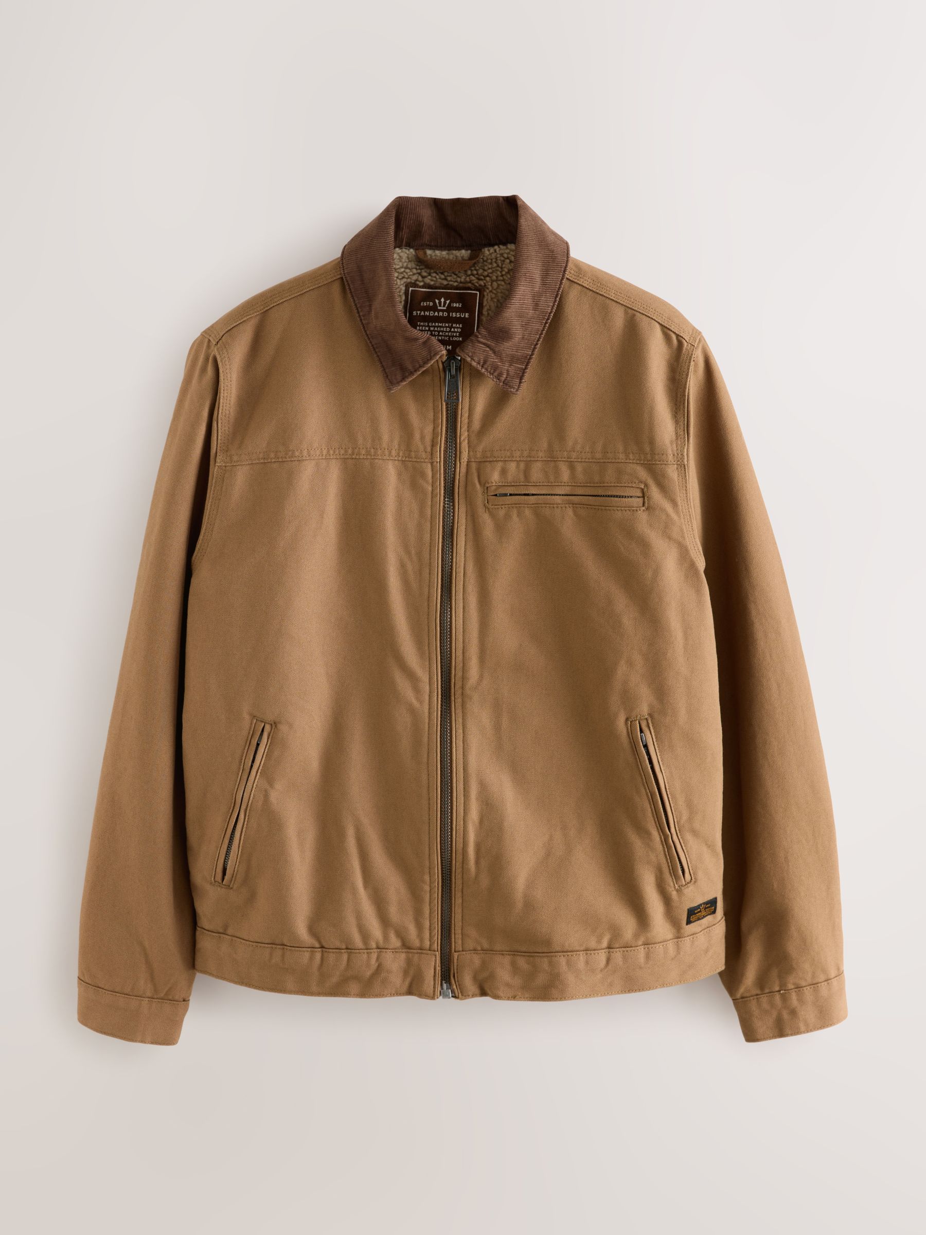 Lichtbruin - Canvas Borg Lined Jacket