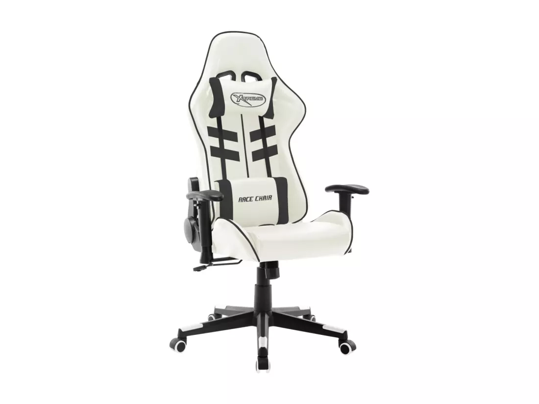 Chaise de jeu Blanc et noir Cuir artificiel