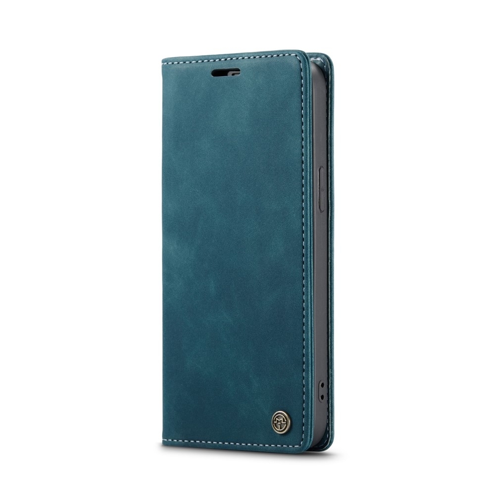 iPhone 12 / iPhone 12 Pro Leder Tasche Flip Wallet Etui mit Kartenfächern - Blaugrün