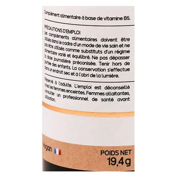 Vitamina B5 da Nat & Form para fadiga e concentração, 30 cápsulas.