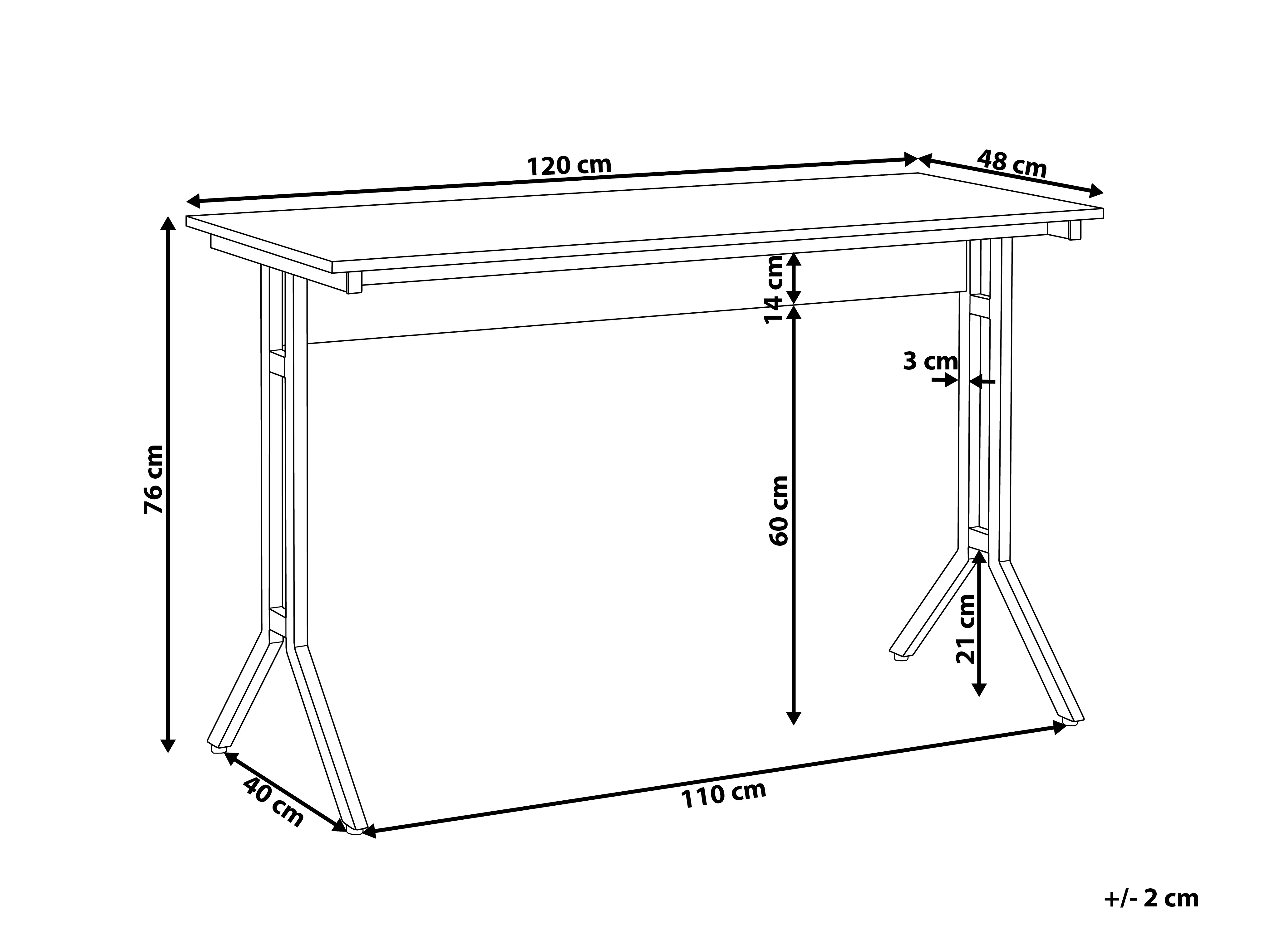 Bureau CREEK Donkerbruin 120 cm 48 cm