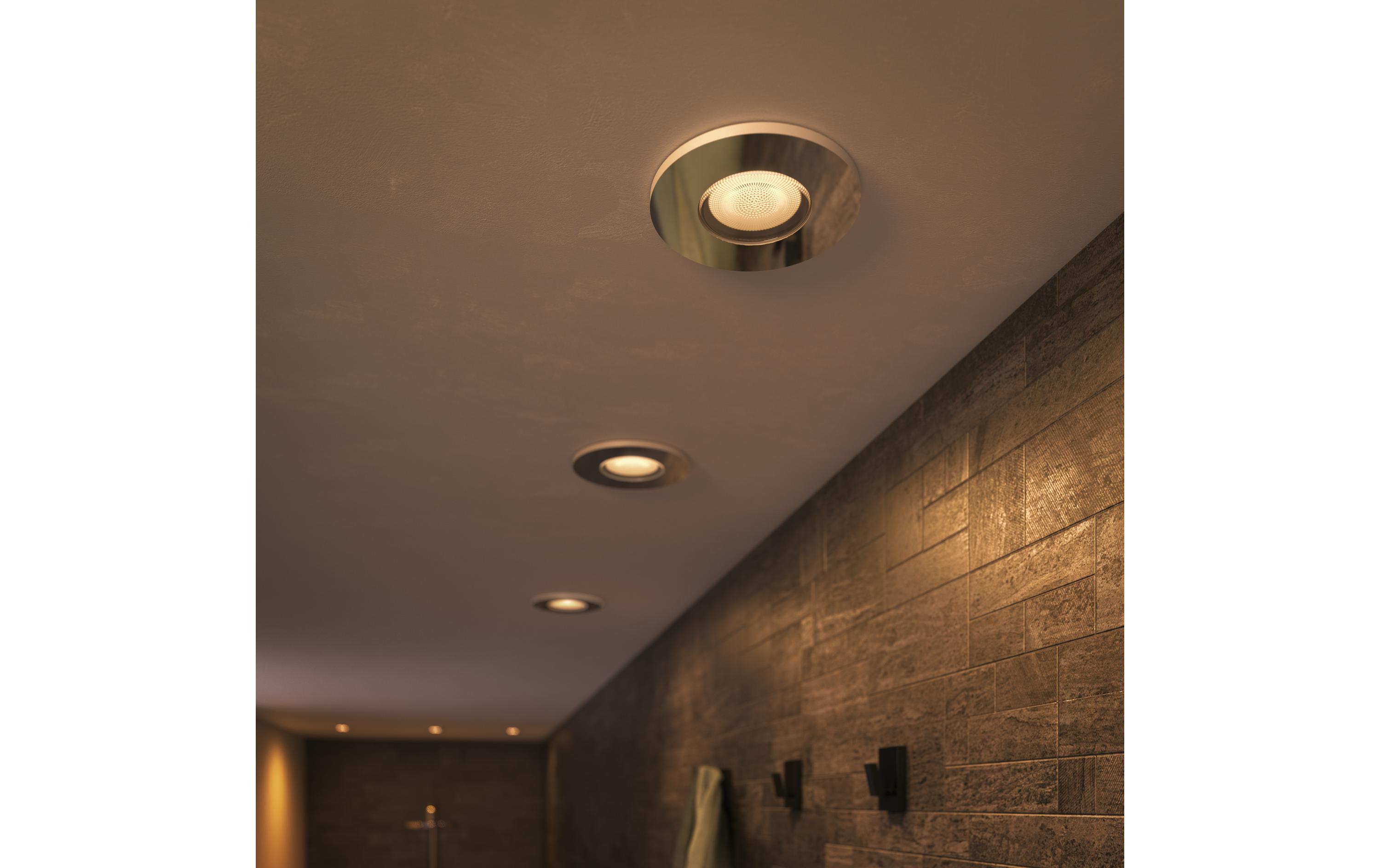 White Amb. Adore Deckenspots inkl. Dimmschalter Rund Silber<br>Licht für Badezimmer