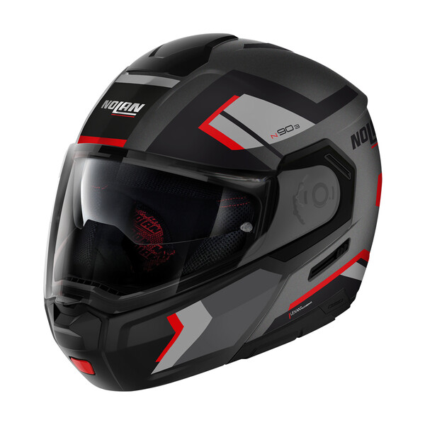 Nolan - Casque N90-3 Lighthouse N-Com Anthracite / Noir / Rouge / Argent / Mat