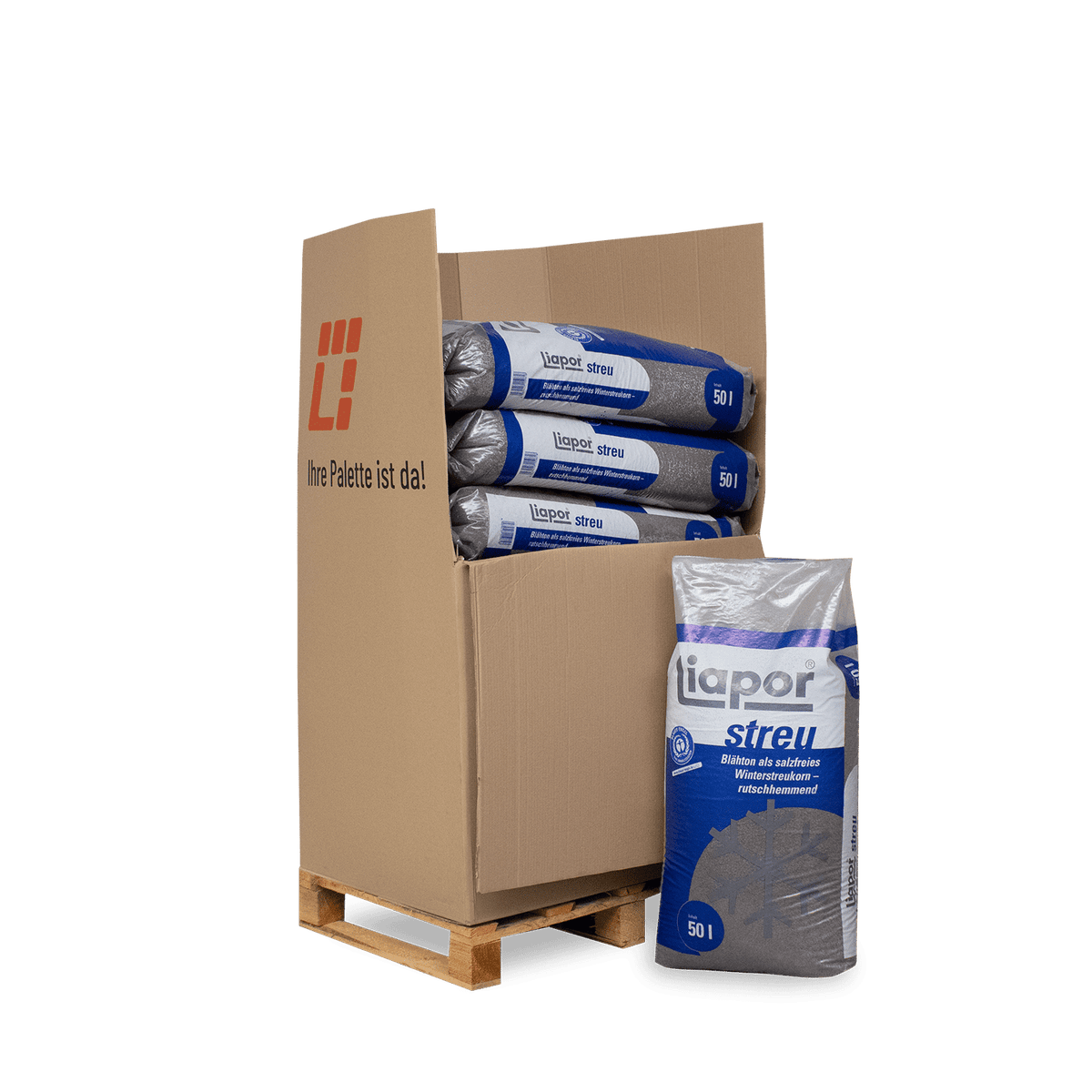 Liapor geëxpandeerde klei winterstrooisel 50l x 10 zakken 500l pallet