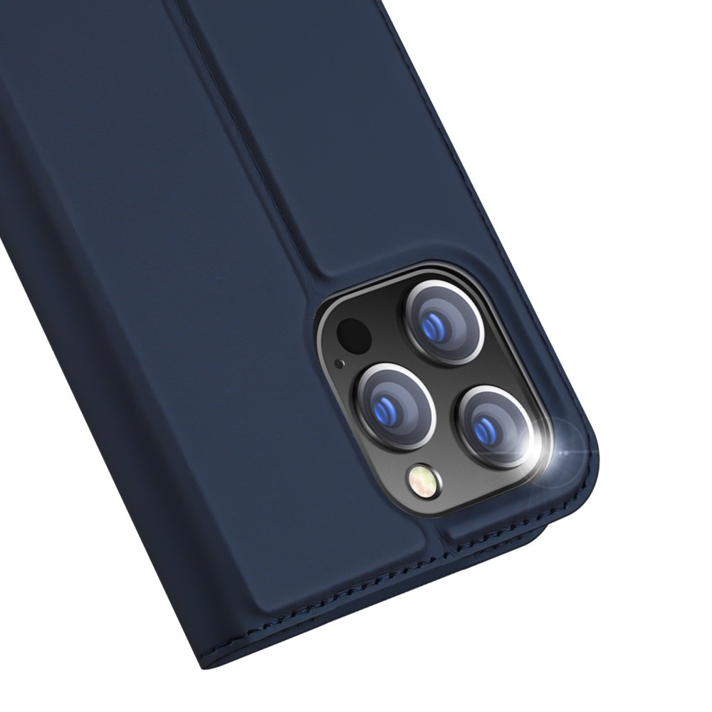 iPhone 15 Pro Wallet Cover Leder Tasche - Dunkelblau