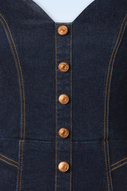 Rock-a-Booty Bettie denim pencil jurk in klassiek blauw