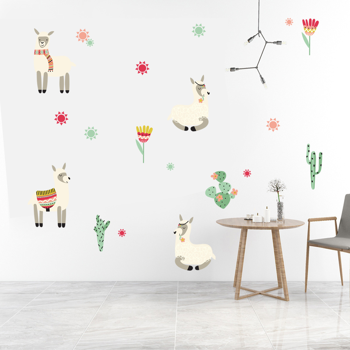 (62x40cm) Wandtattoo Kinderzimmer Aufkleber Home Deko Wandsticker - Lama
