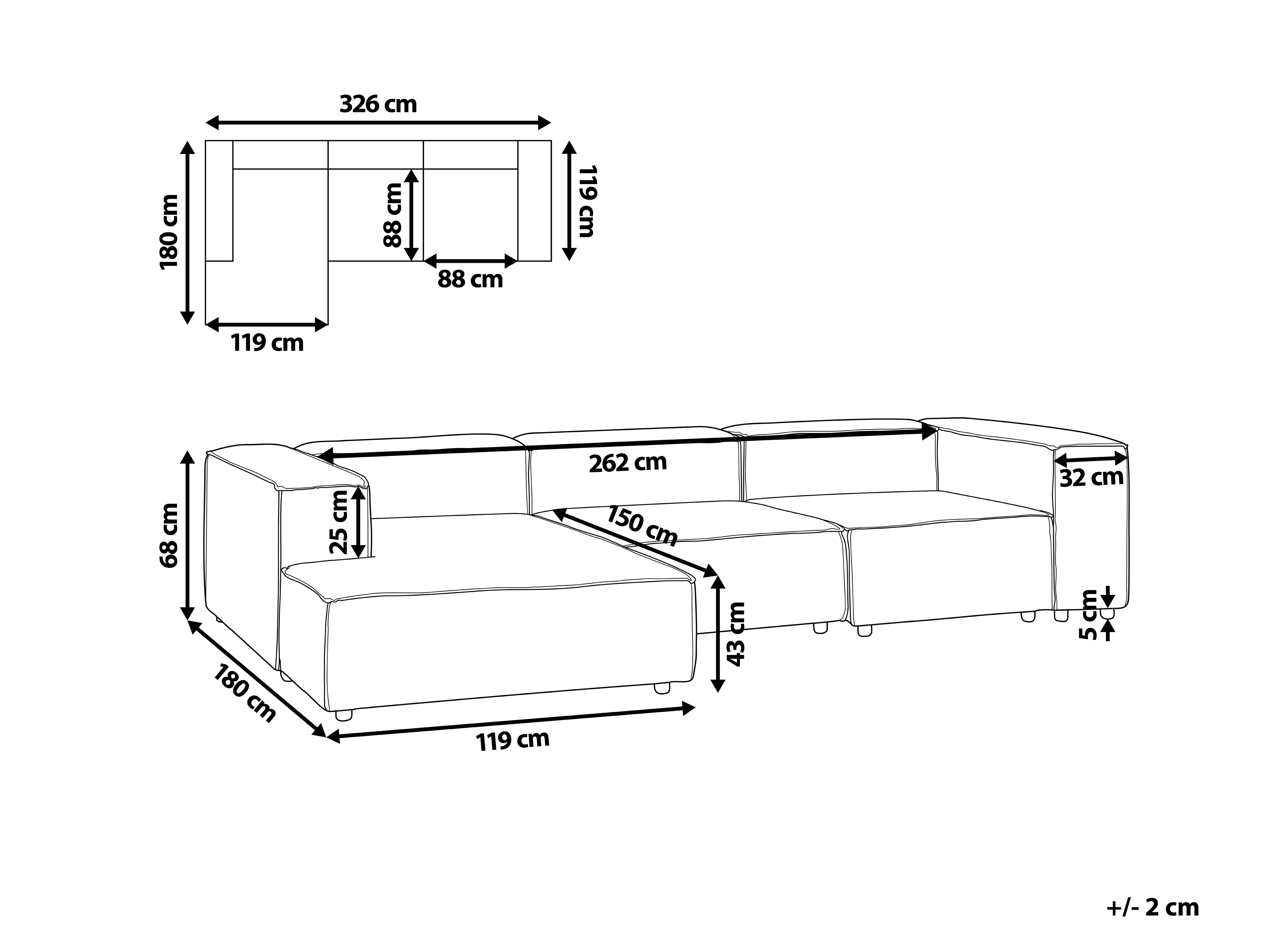 Modulaire hoekbank 3-zits APRICA Kunstlinnen Beige rechtszijdig