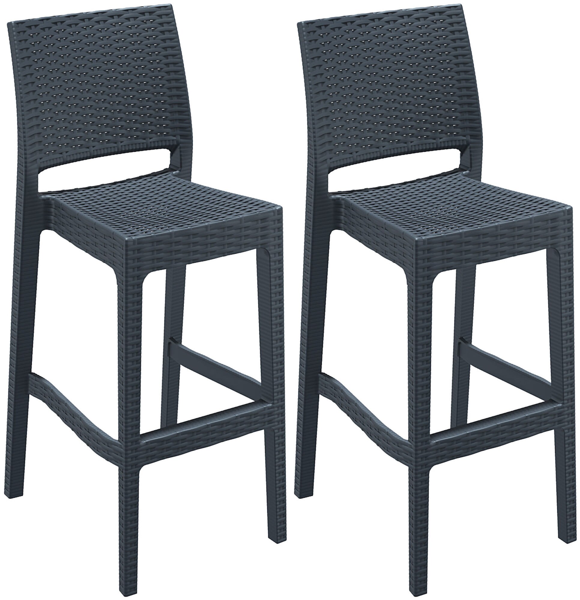 CLP 2er Set Barhocker Jamaica Mit Fußstütze I Outdoor-Tresenhocker In Rattan-Optik I Stapelbare Barstühle