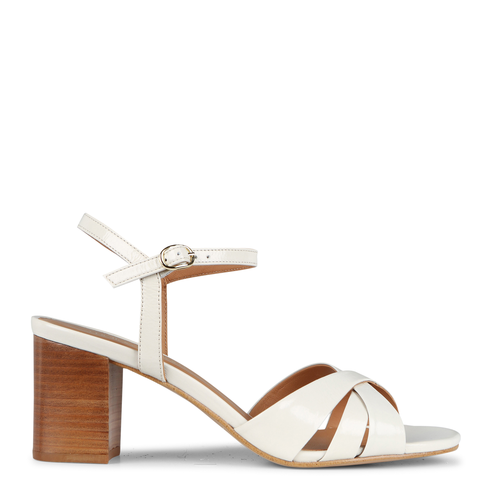 EMANUELA - Sandales à talons en cuir verni | Beige
