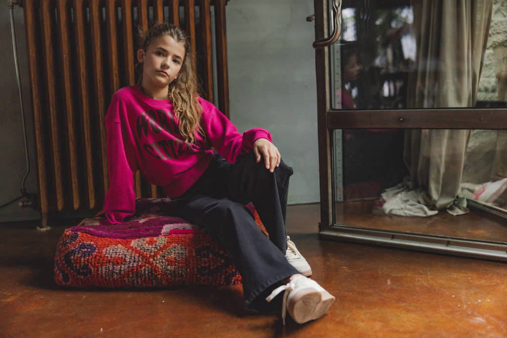LOOXS sweater met tekst felroze