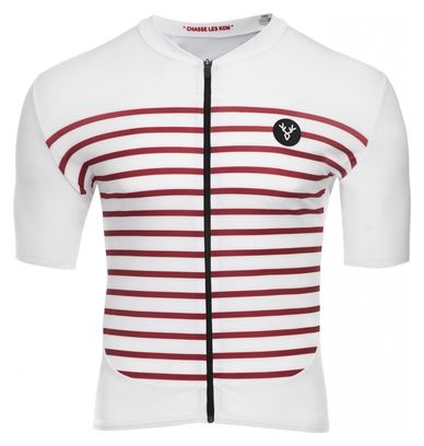 Maillot Manches Courtes LeBram Ventoux Blanc Bordeaux Coupe Ajustée