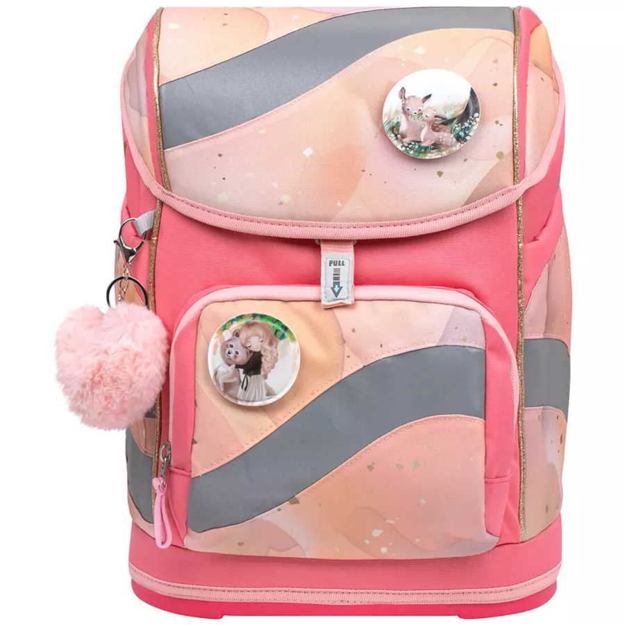 Belmil Schulranzen Smarty Schulranzen Set 6-teilig mit Brustgurt, Hüftgurt Marble