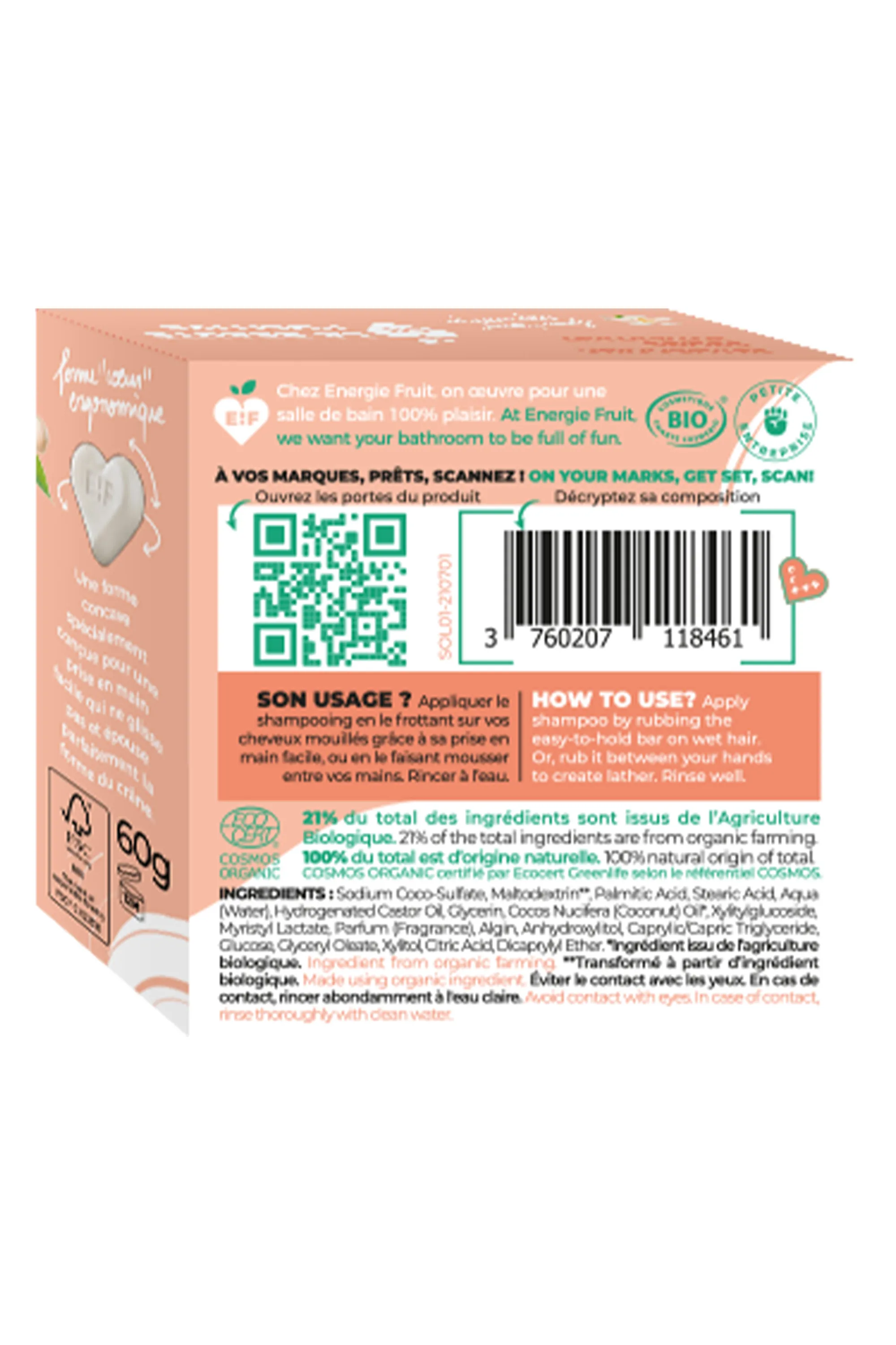 Energie Fruit Shampoing solide pour cheveux secs au monoï-60 g