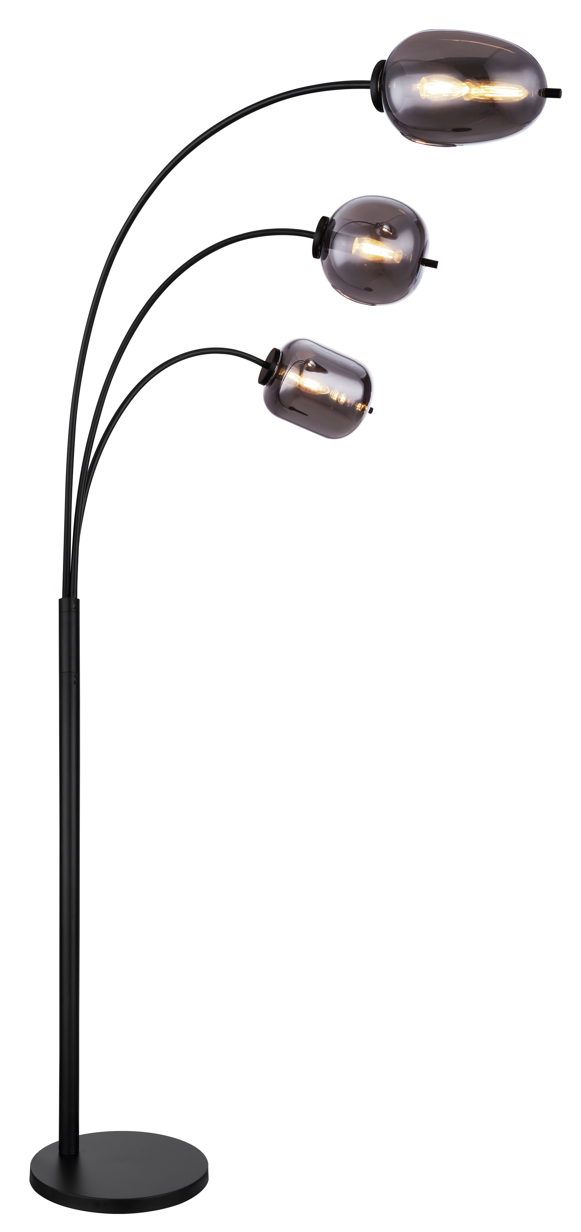 GLOBO Retrofit Stehlampe Blacky schwarz /rauchfarbig 30x80cm H175cm
