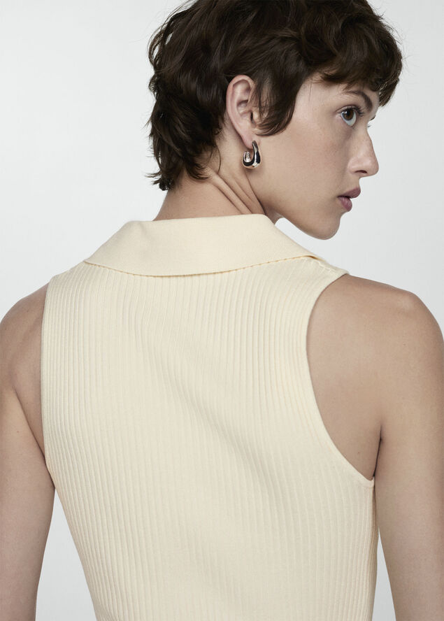 MANGO Buttoned knit top Light beige