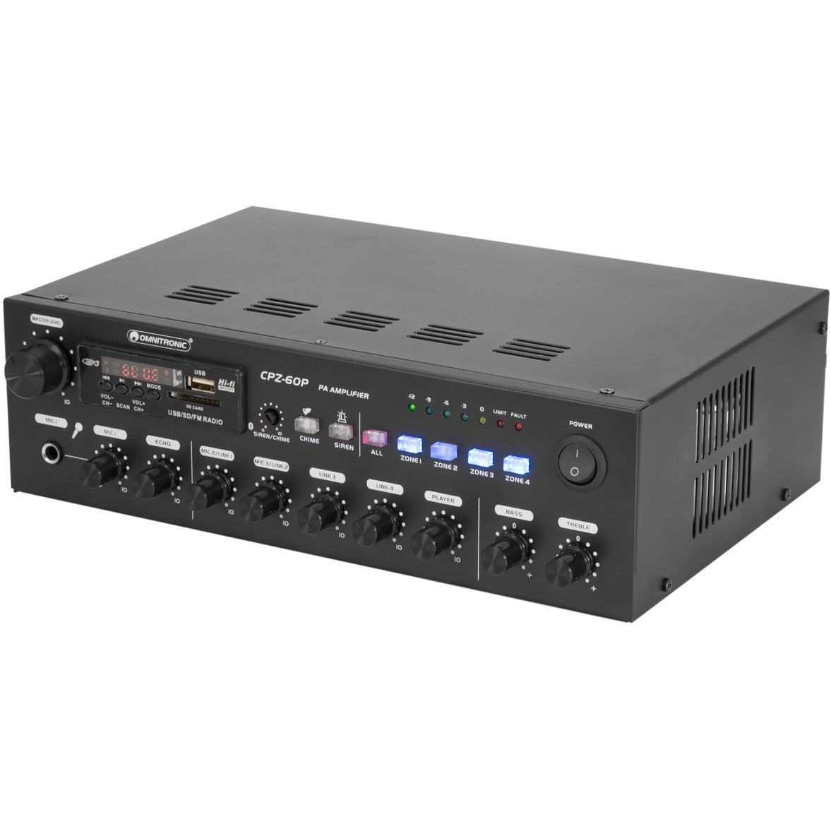Omnitronic CPZ-60P 70/100 volt PA mixing amplifier - 60 Watt