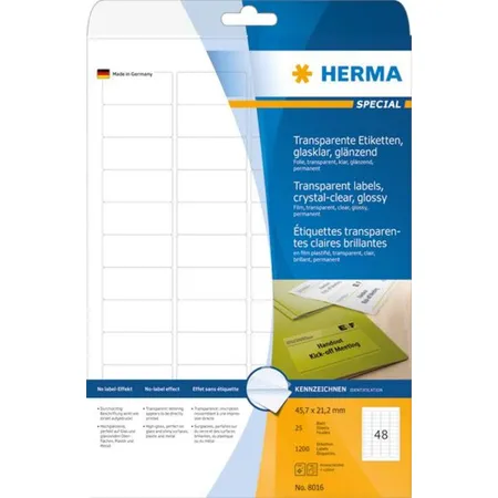 HERMA Etiketten, glasklar, 45,7 x 21,2mm, 1200 Stück