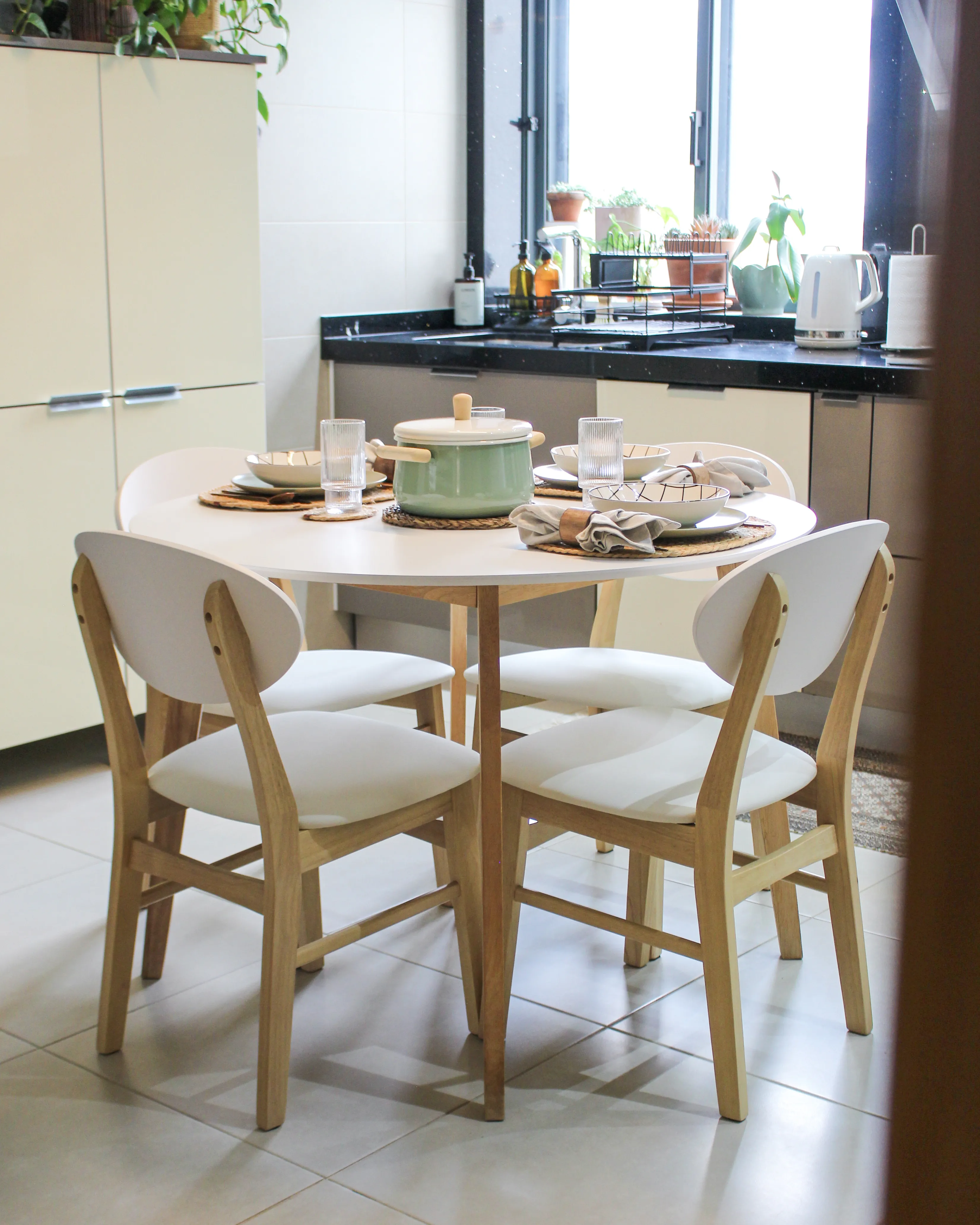 Set van 2 eetkamerstoelen AMERY Hout Gebroken wit/lichtbruin