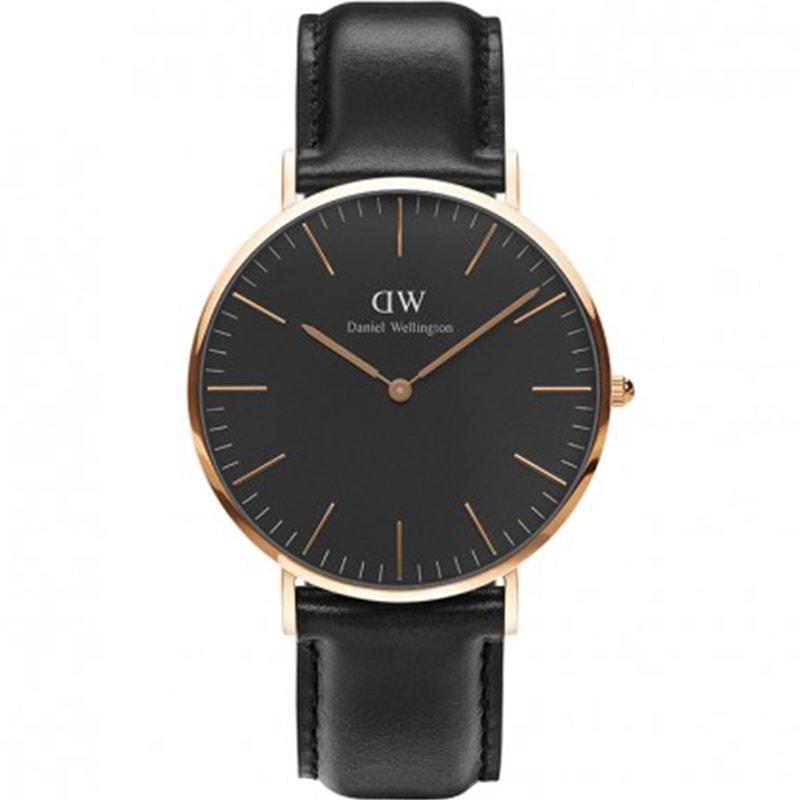 Montre à quartz - Acier inoxydable & cuir - Homme