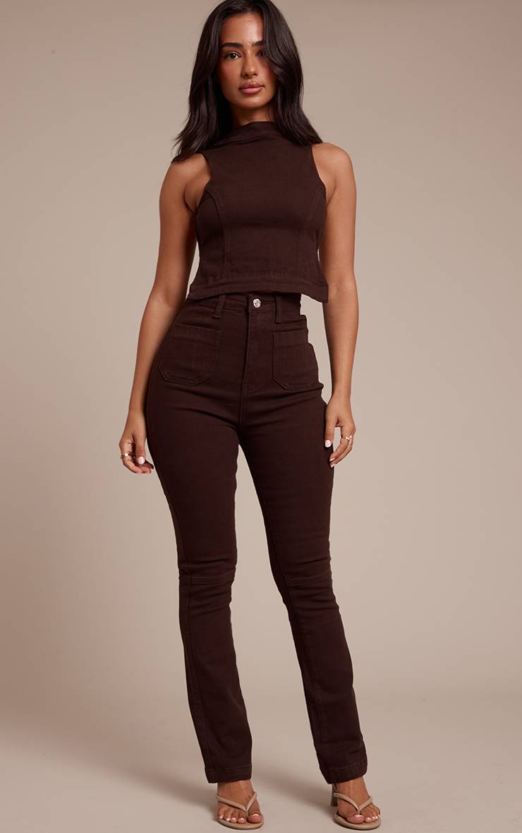 Dark Chocolate Top Dos Nu En Denim Petite