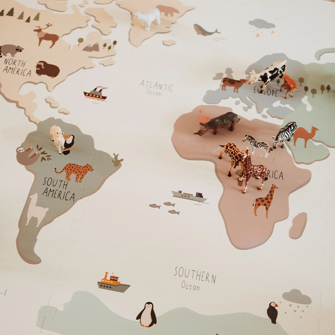 play&go 3-in-1 foam speelmat tiloo - worldmap - 120x180 cm