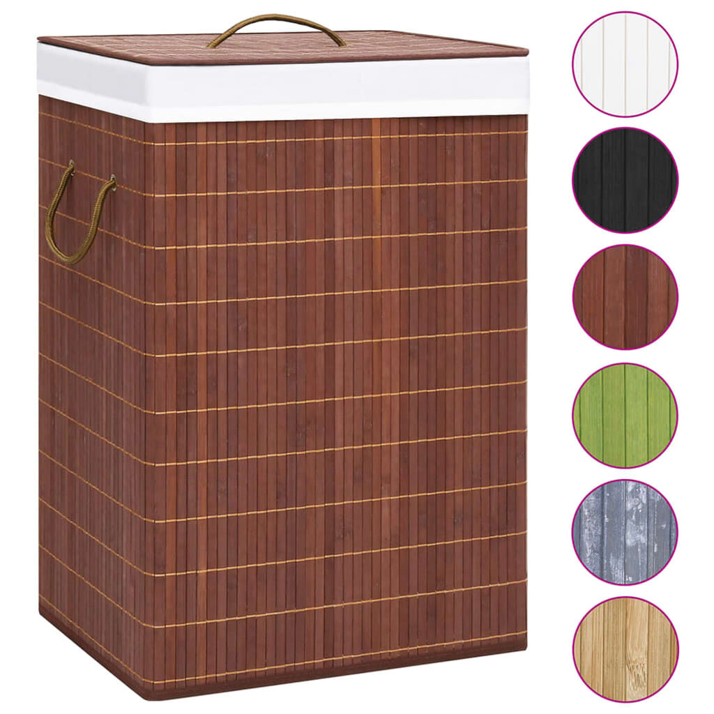 vidaXL Bamboe wasmand met 2 compartimenten bruin 72 L