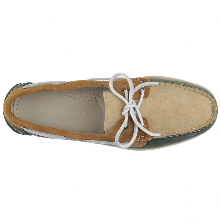 DOCKSIDES PORTLAND JIB GREEN THYME TAUPE-Chaussures bateau pour homme en suede GREEN THYME TAUPE