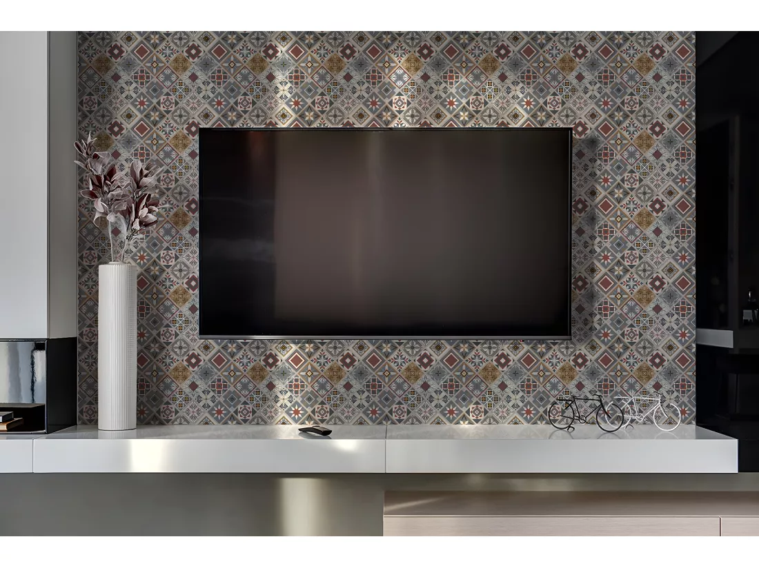 Panneaux muraux en vinyle, Planches en vinyle adhésives - 100x50 cm - Patchwork turc