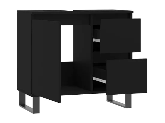 Armoire de salle de bain noir 65x33x60 cm bois d'ingénierie