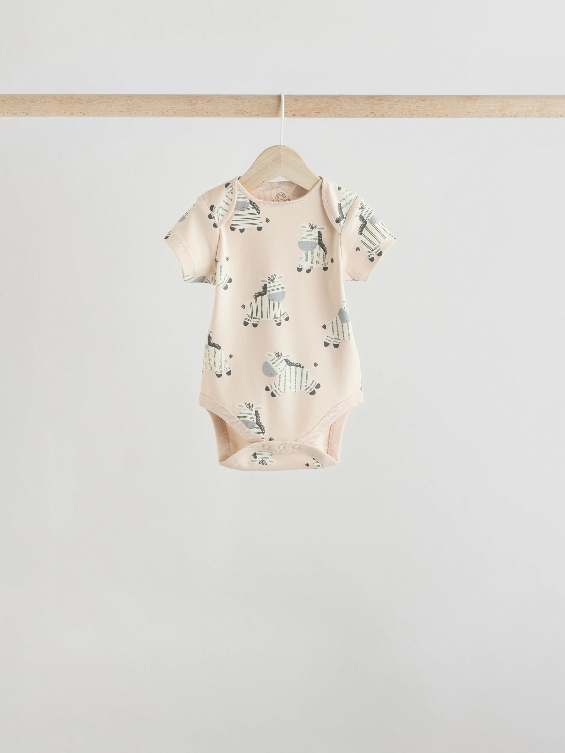 Grijs met zebraprint - Baby Bodysuits met Korte mouwen 100% katoen 5 verpakking