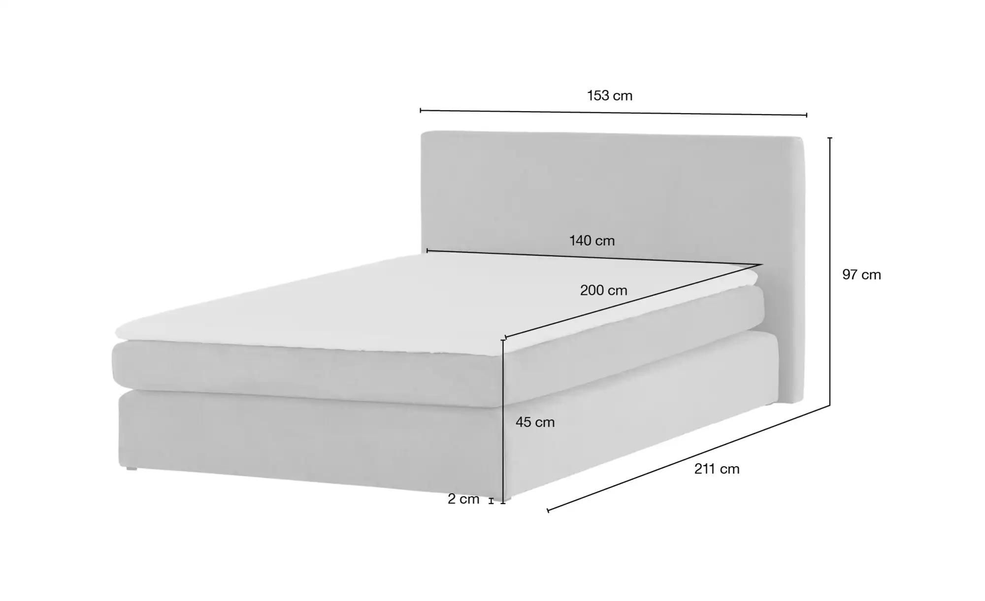 smart Boxspringbett 140x200 - schlamm Basic