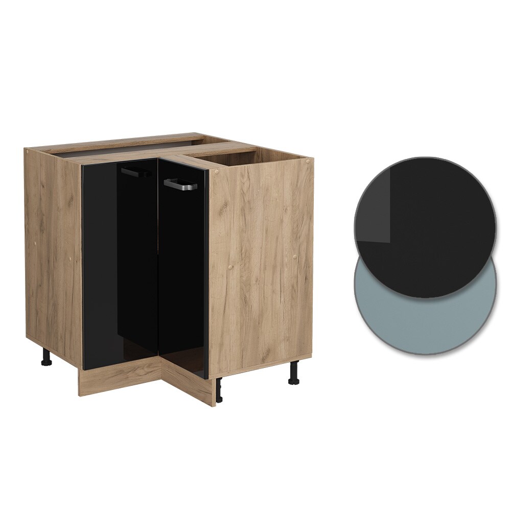 Vicco Eckunterschrank Küchenschrank R-Line Solid Eiche Blau Grau 87 cm modern
