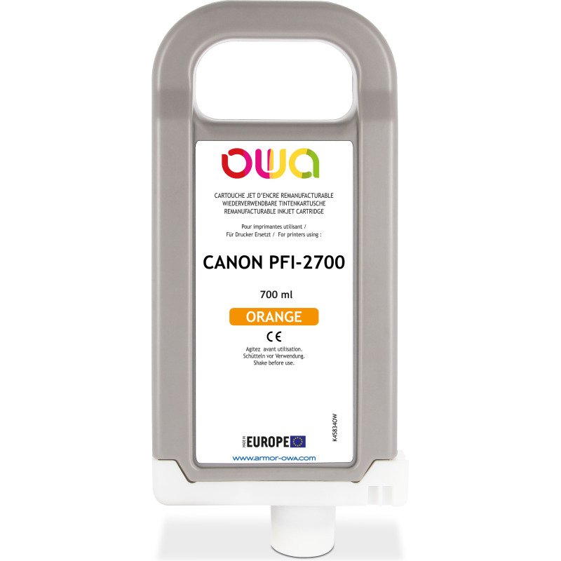 Cartouche d'encre traceur remanufacturable OWA - standard - Orange - pour CANON PFI-2700 O
