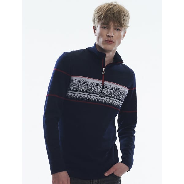 Pull DALE OF NORWAY MORITZ M BASIC SWEATER NAVY WHITE RASPBERRY