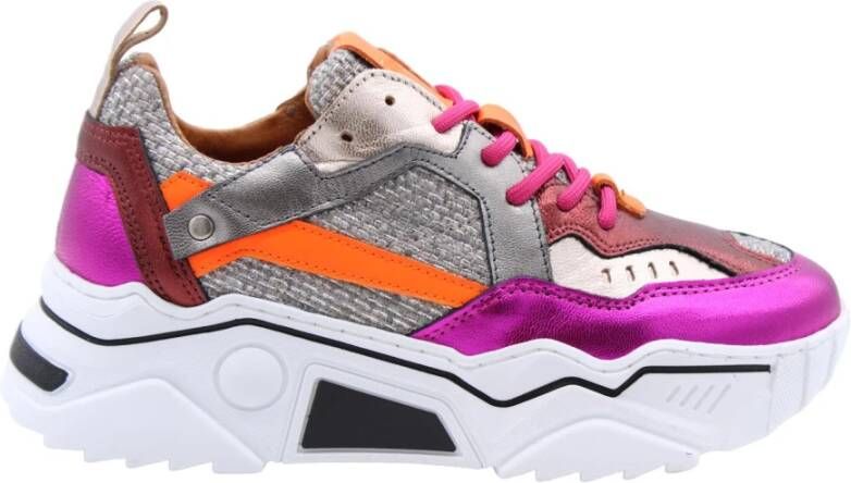 DWRS LABEL DWRS Pluto Steel Fuchsia Roze Leer Lage sneakers Dames