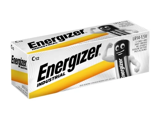 Batterier energizer industrial alkaline c, pakke a 12 stk.