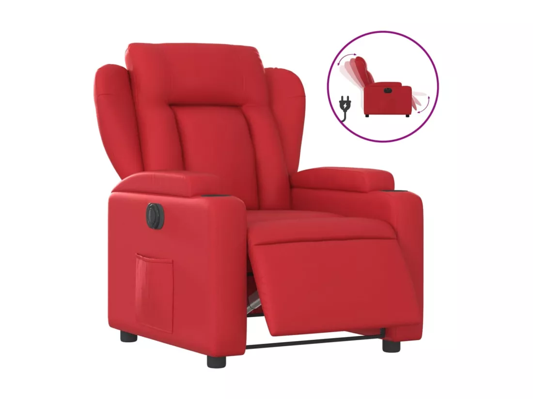 Fauteuil inclinable électrique Rouge Similicuir