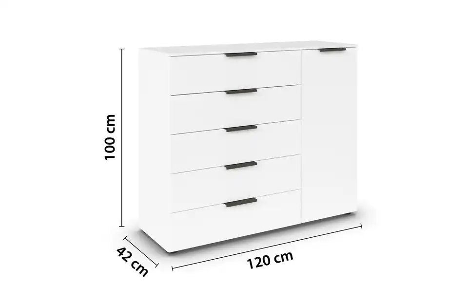 Sideboard Weiß Weiß Front: Dekor, Oberboden: Dekor Graphit