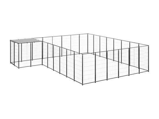 Chenil extérieur cage enclos noire 440 x 440 x 110 cm 02_0000498