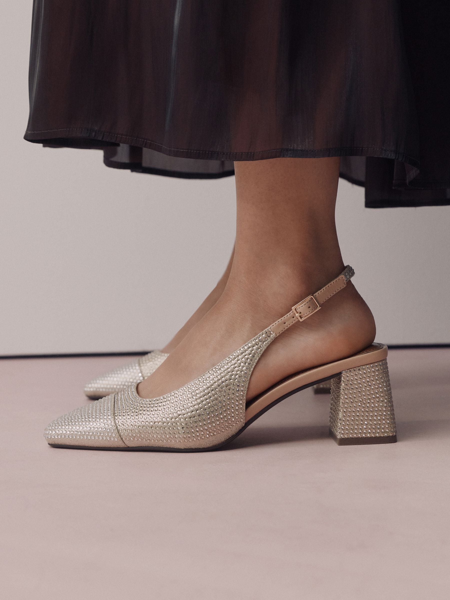 Goud - Forever Comfort® Square Toe Slingback Block Heels