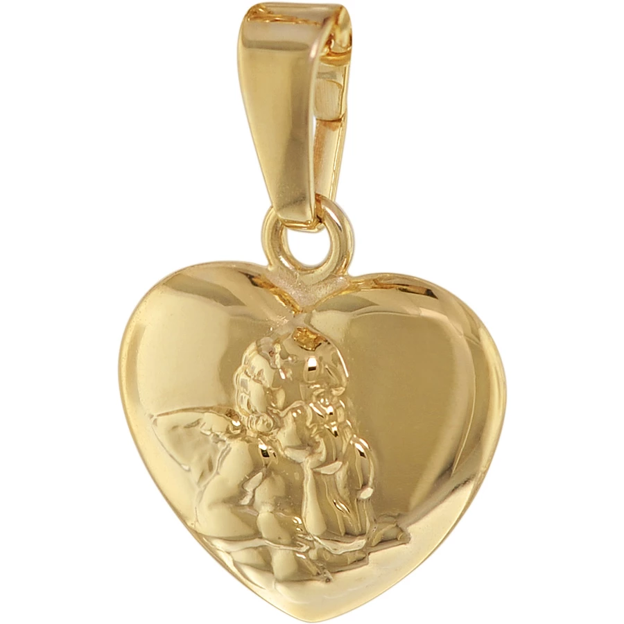 trendor Anhänger Engelherz Gold 585 mit plattierter Kette für Kinder gold