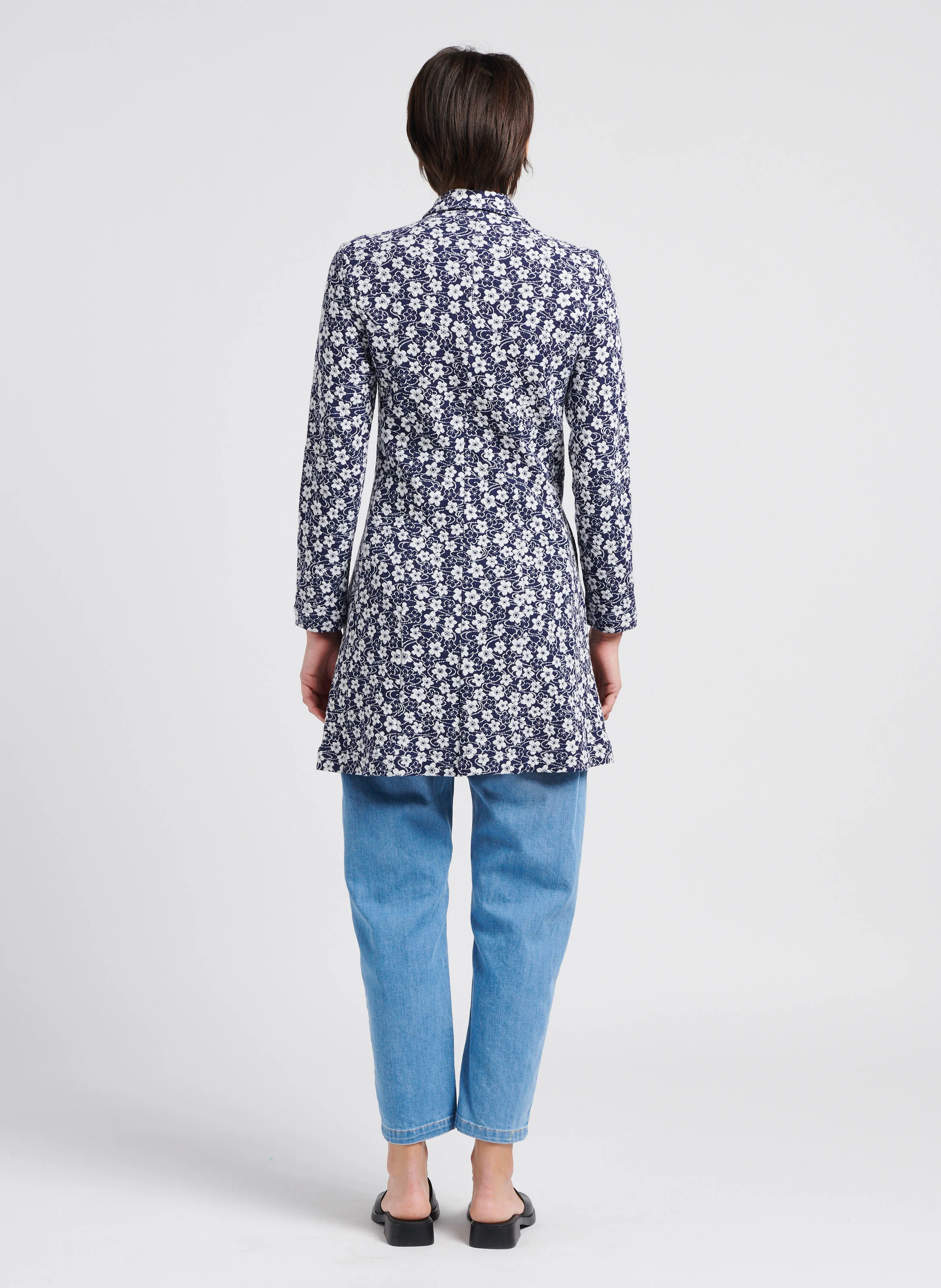 Jean droit en coton mélangé| Bleu