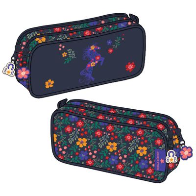 Trousse rectangulaire Stalla Bianca Polka - 2 compartiments - violet - Kid'Abord